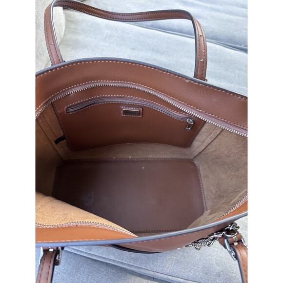 Guess Delaney Brown Cognac Tote Handbag Purse Tote - Picture 12 of 12